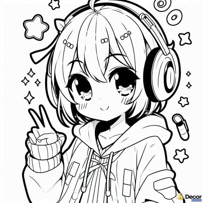tranh tô màu anime đơn giản
