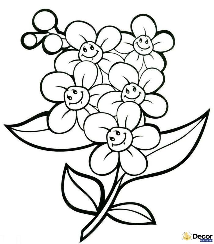 tranh tô màu bông hoa ngộ nghĩnh