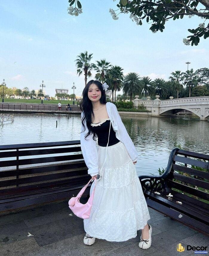 ảnh gái xinh mặc váy lưới concept nữ tính