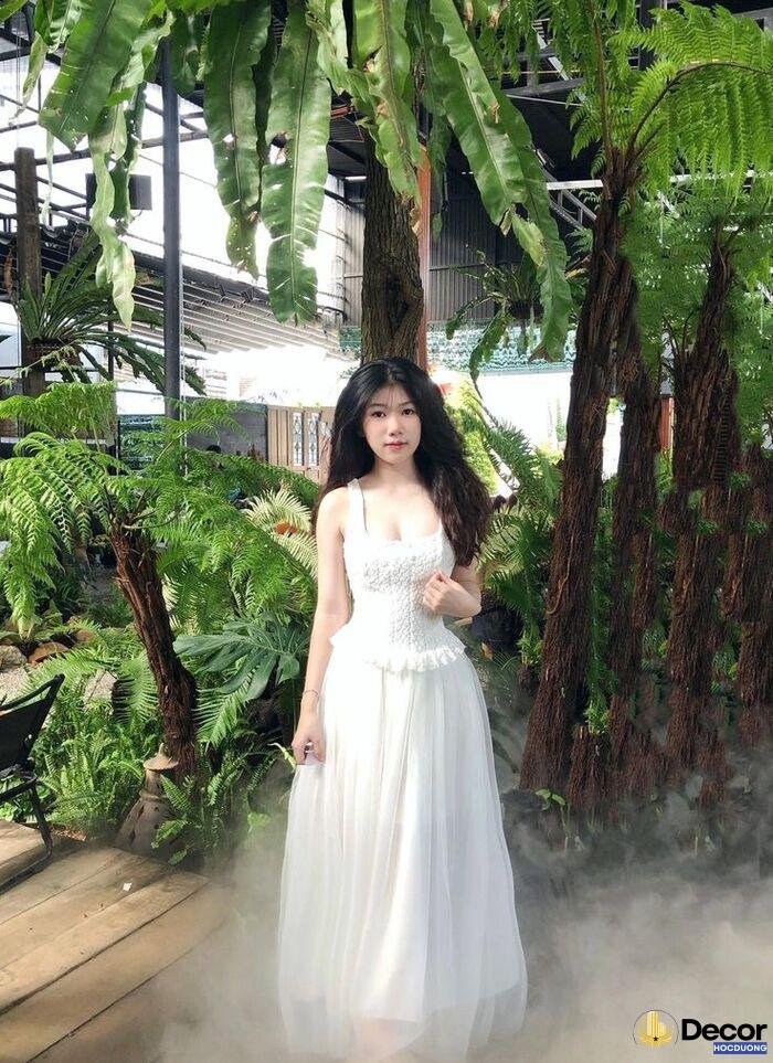 ảnh gái xinh mặc váy lưới makeup nhẹ nhàng