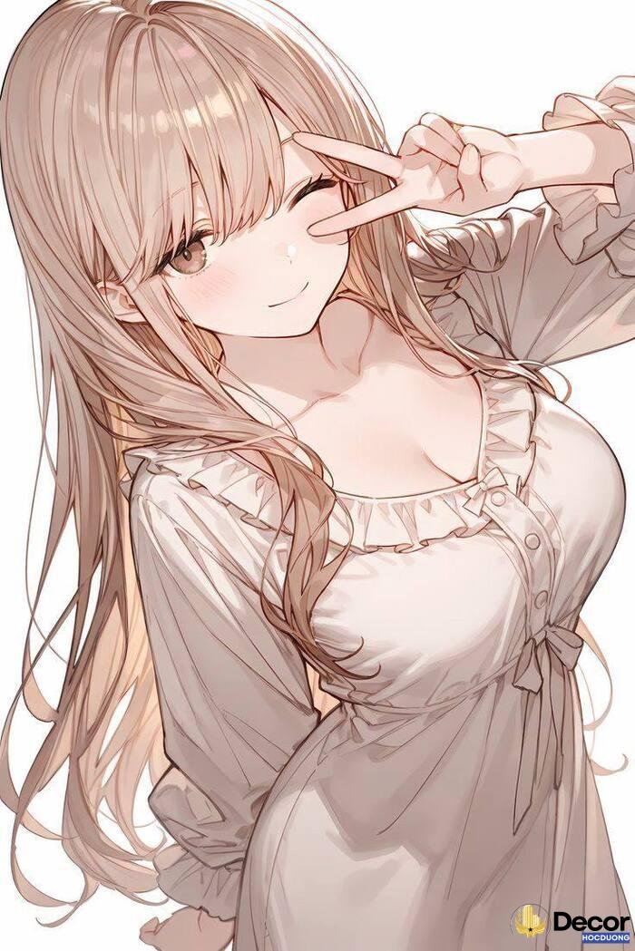 gái xinh anime tóc dài mái ngố