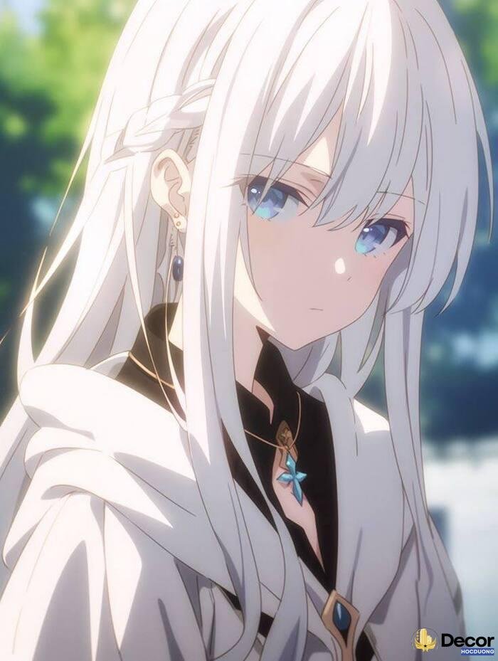 gái xinh anime tóc trắng cute