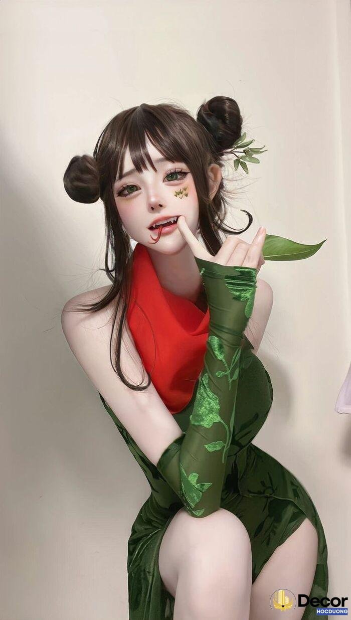 gái xinh cosplay ánh sáng studio