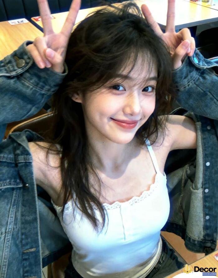 gái xinh cười khoe má lúm đồng tiền