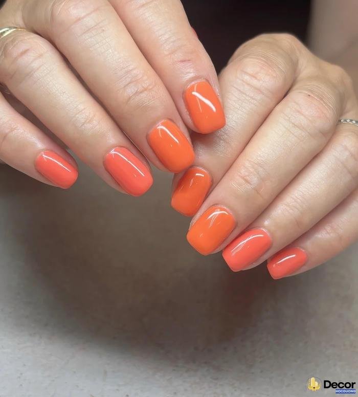 nail màu cam thạch phong cách