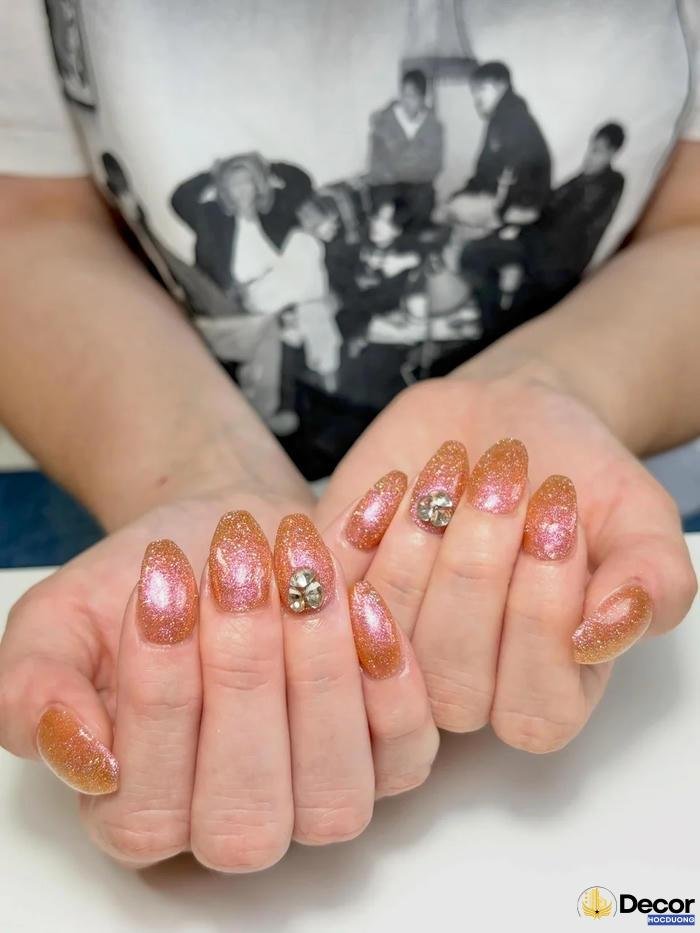 nail màu cam thạch thẩm mỹ