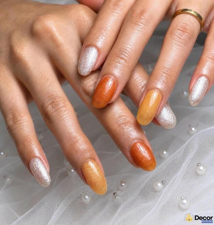 nail màu cam thạch thanh lịch