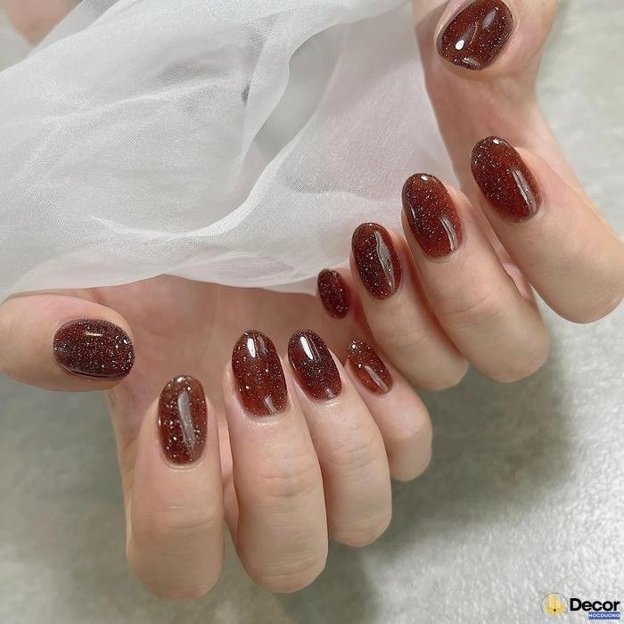 nail màu nâu hiện đại