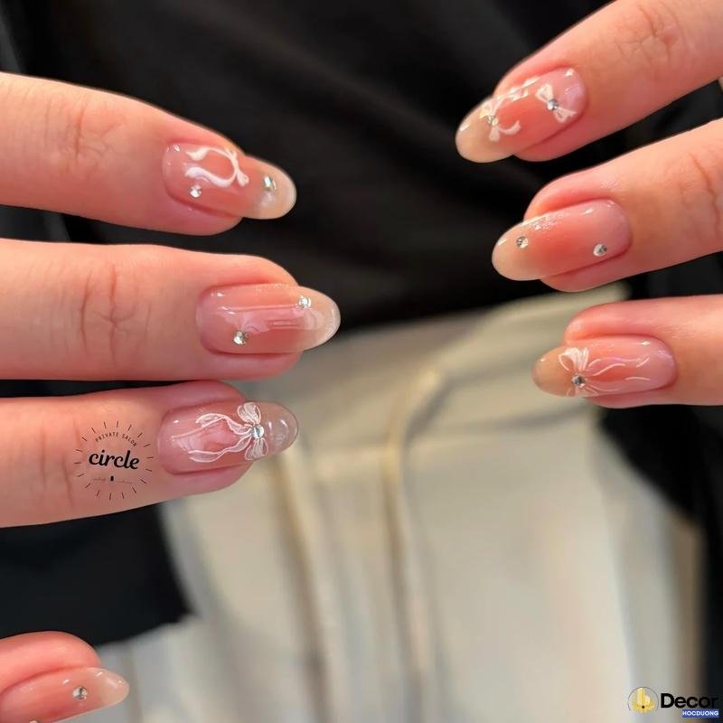 nail màu thạch hồng đơn giản