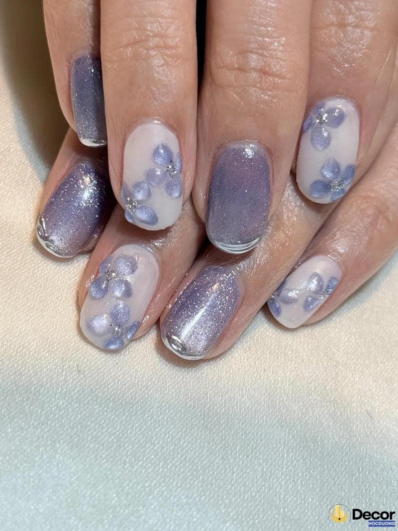 nail màu tím dễ thương