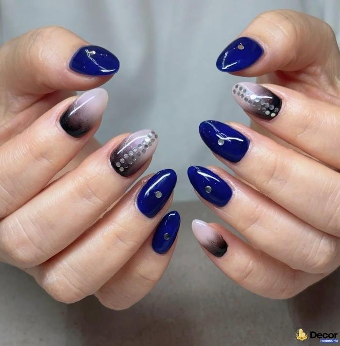 nail màu xanh dễ thương
