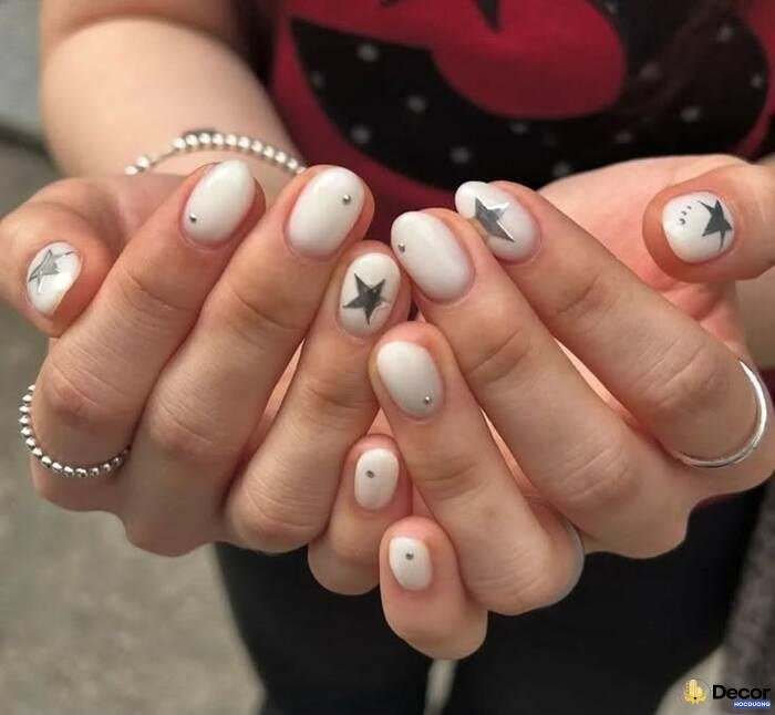 ảnh nail trắng cực đẹp