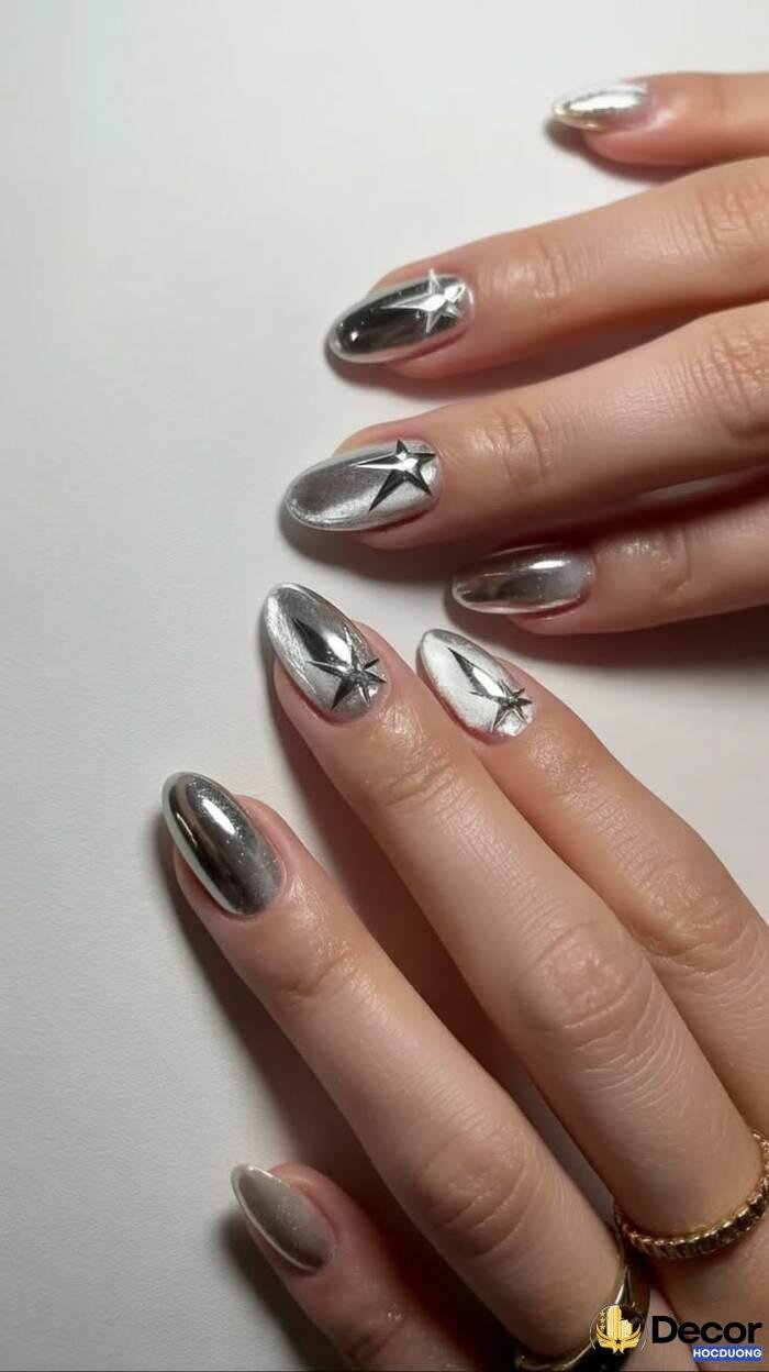 ảnh nail tráng gương bạc cực hot