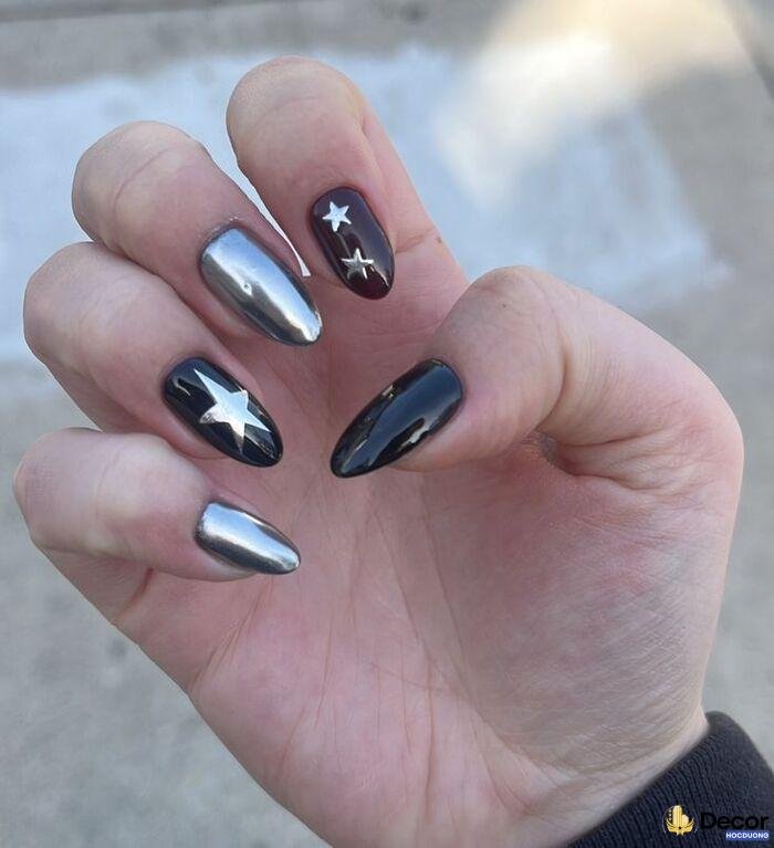 ảnh nail tráng gương bạc siêu hot