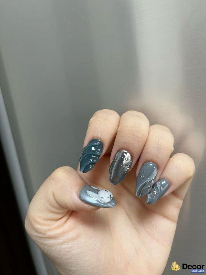 ảnh nail vân đá chất
