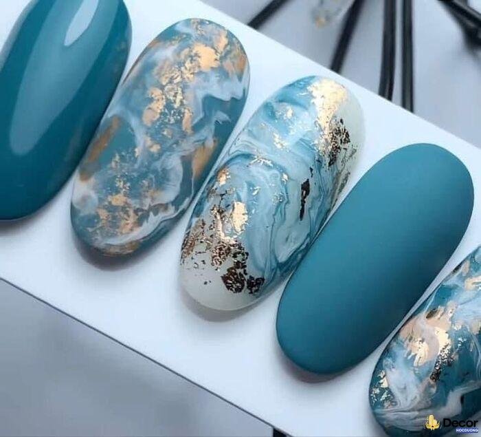 ảnh nail vân đá slay