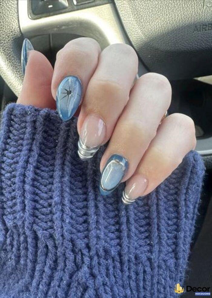 ảnh nail xanh cực ngầu