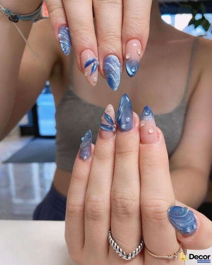 ảnh nail xanh đáng yêu