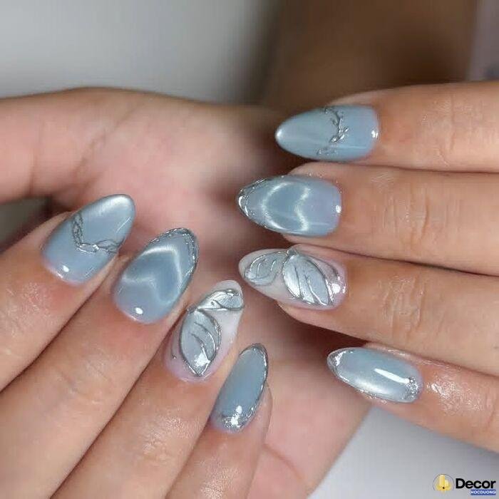 ảnh nail xanh đẹp ngầu