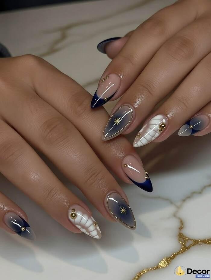 ảnh nail xanh ngầu