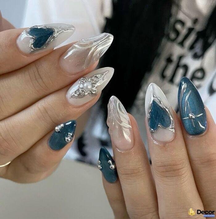 ảnh nail xanh siêu yêu