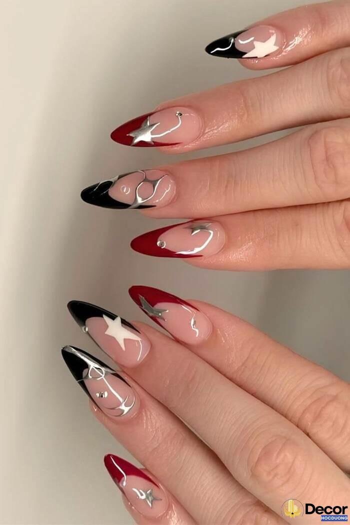 nail móng nhọn chất 2 màu