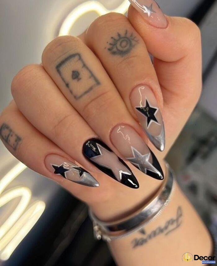 nail móng nhọn chất lấp lánh