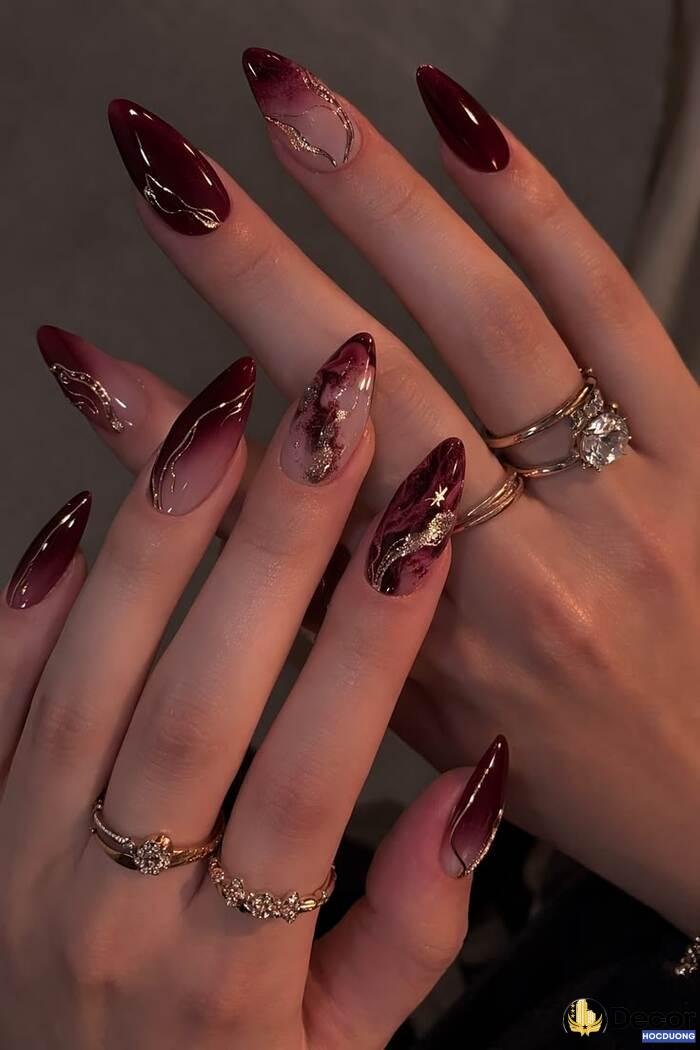 nail móng nhọn đỏ chất