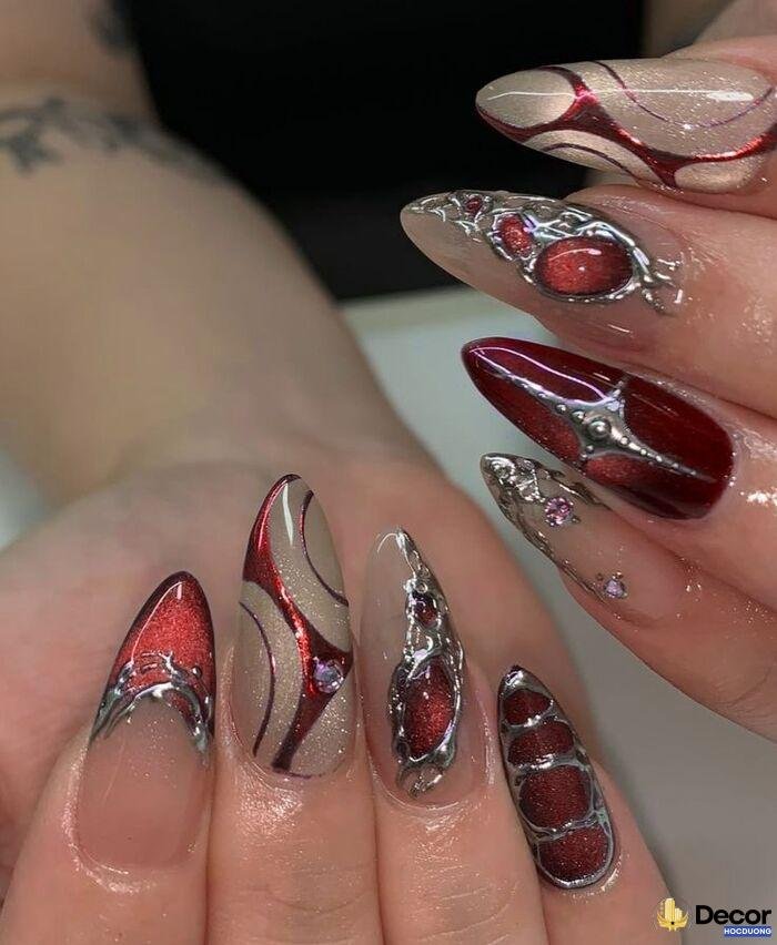 nail móng tay đỏ chất