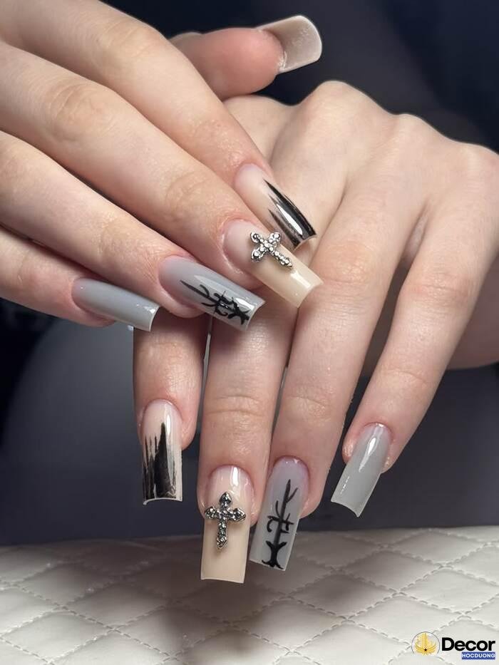 nail móng vuông cool sáng tạo