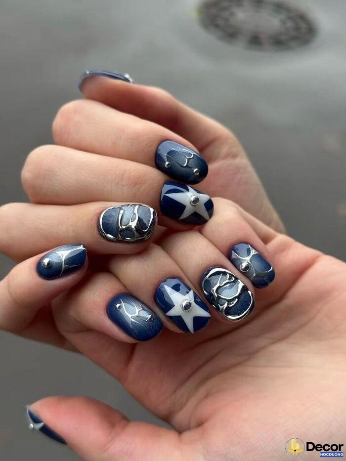 nail móng vuông tone đen