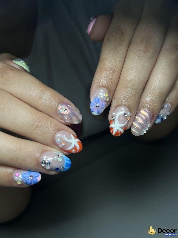 nail nhiều màu tone nhẹ nhàng
