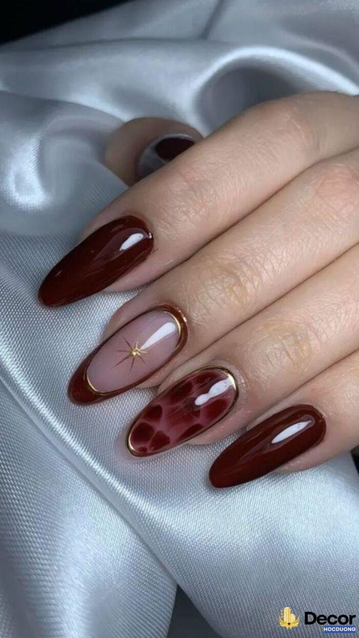nail tết tone đỏ