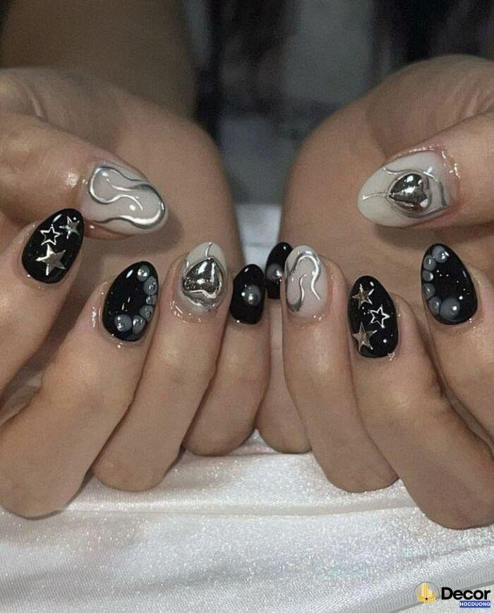 nail trắng đen đẹp hot