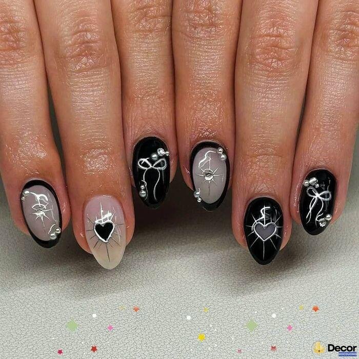 nail trắng đen ngầu