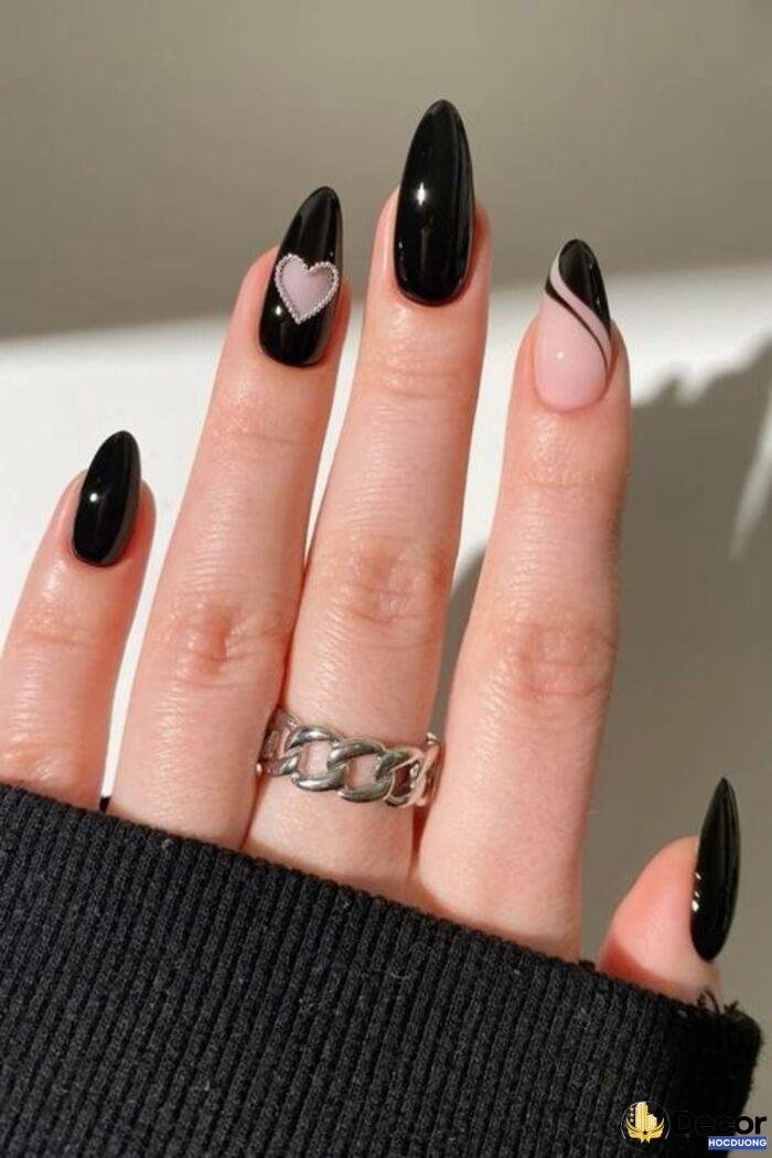 nail trắng đen slay đẹp