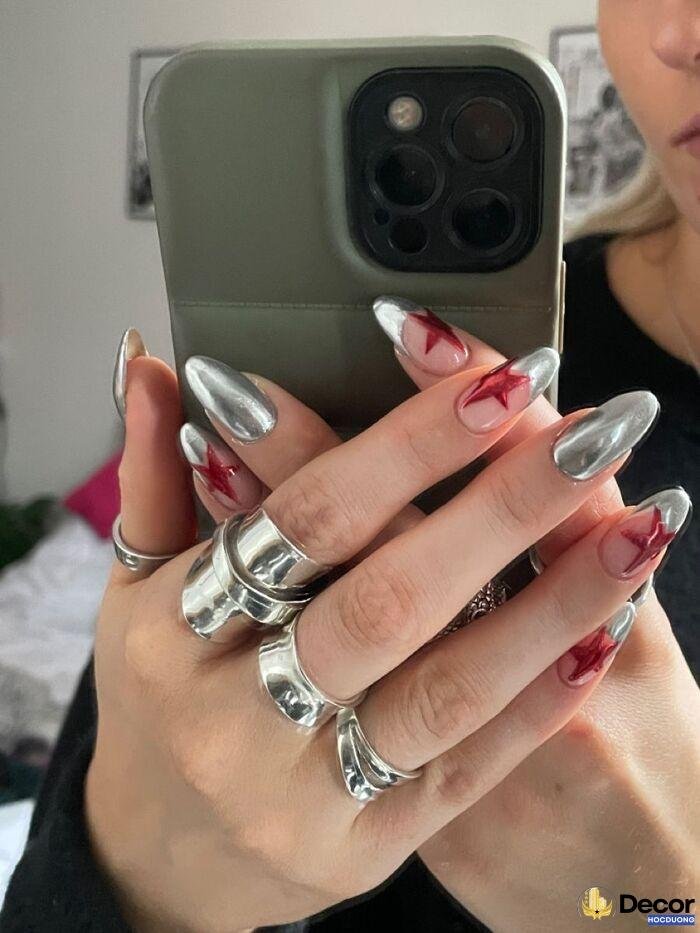 nail tráng gương bạc siêu ngầu