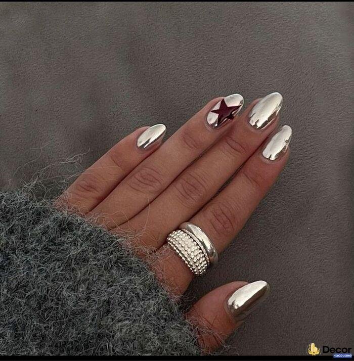 nail tráng gương bạc siêu slay sang