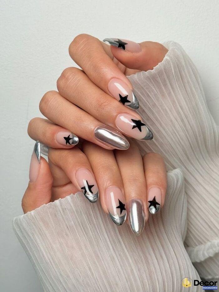 nail tráng gương bạc siêu slay