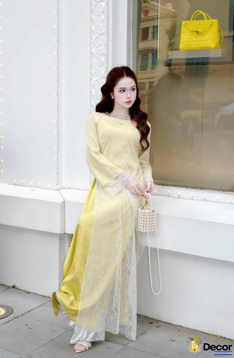 gái xinh mặc áo dài trong studio