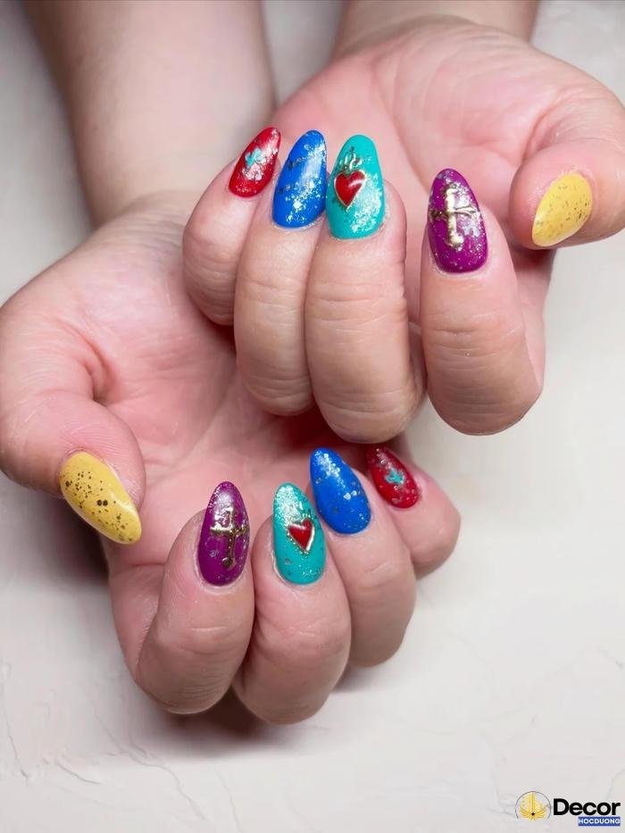 nail nhiều màu dễ thương