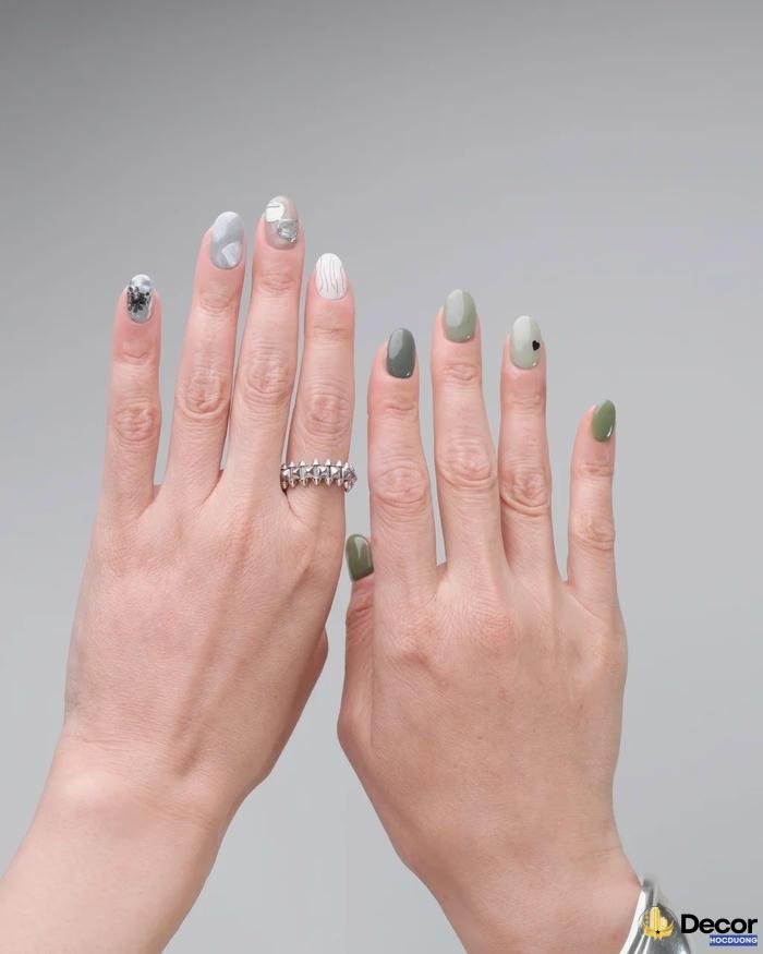 nail trắng đen đẹp mắt