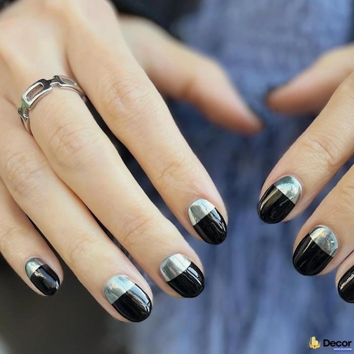 nail trắng đen thẩm mỹ